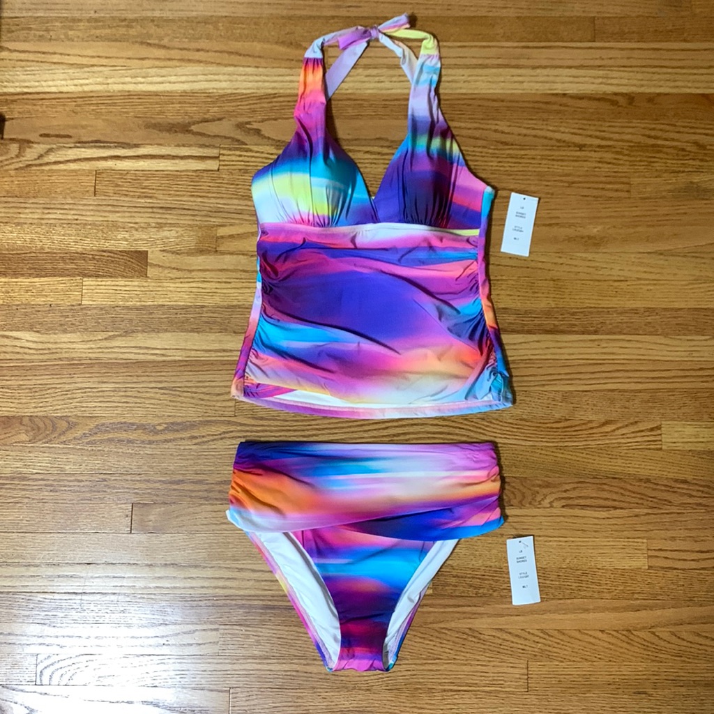La Blanca Swimsuit - Tankini Set With Mid Rise Bottom “Sunset Shores” Print